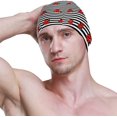 thumbnail image 3 of FYBTO Swimming Cap Black and White Stripes Red Ladybug Unisex Adult FYBTO Polyester, 3 of 4
