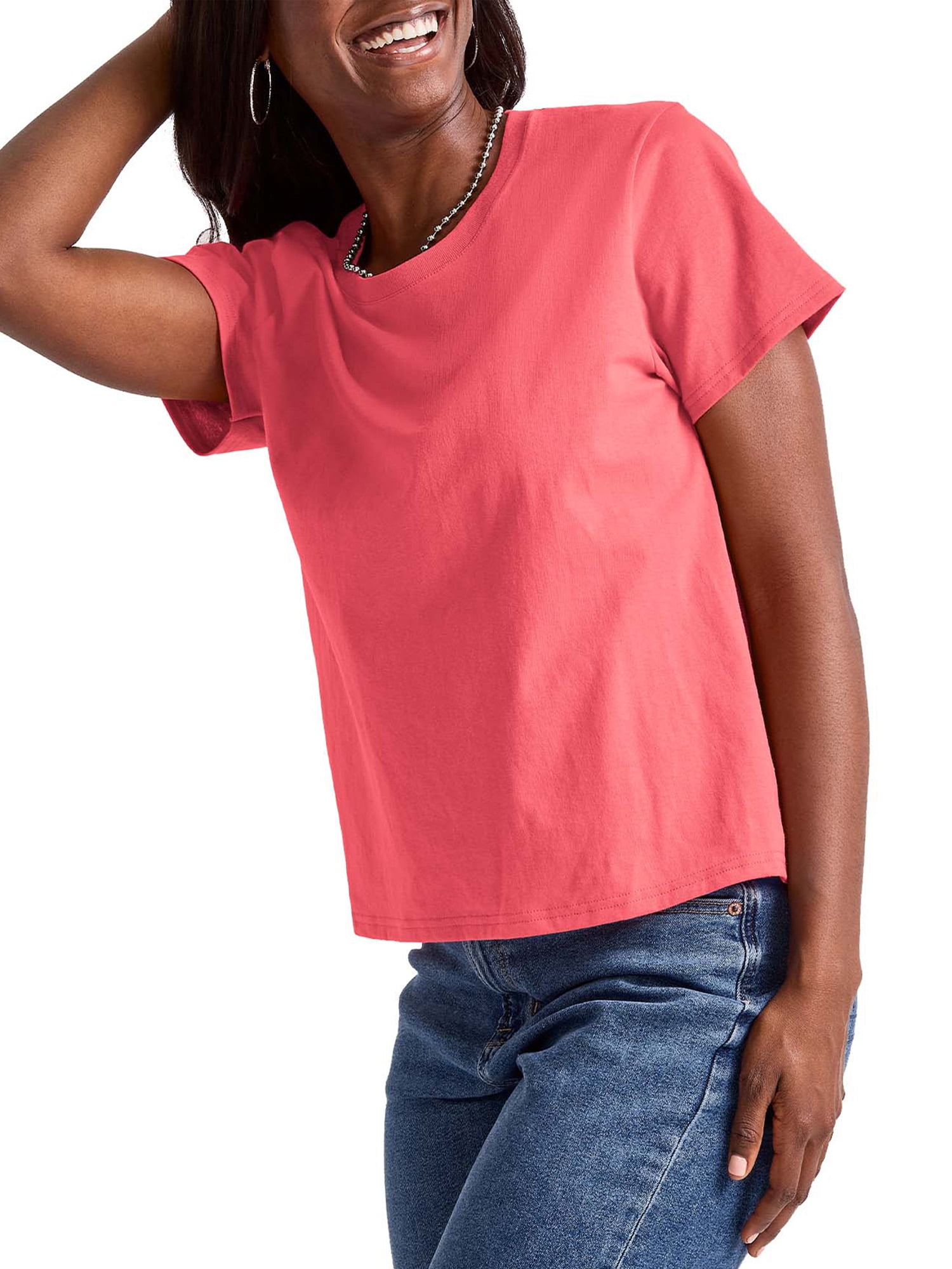 Hanes Essentials Women’s T-Shirt, 100% Cotton Classic-Fit Tee