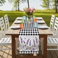 thumbnail image 4 of Table Runners 70 Inches Long Dress Scarves, Purple Lavenders Farmhouse Coffee/Dining/Kitchen Table Decor, Holiday Table Runner, Spring Floral Black Plaid Farmhouse 13x70 Inch, 4 of 9