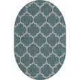 thumbnail image 1 of Unique Loom Outdoor Trellis Lattice Area Rug 3' 3 x 5' 3 Oval Teal/Gray, 1 of 1