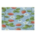 thumbnail image 1 of Ladybugs Cutting Board, Strawberries Daisies and Ladybugs Looks Like Ivy Plant Spotted Insects Image, Decorative Tempered Glass Cutting and Serving Board, Large Size, Blue Green Red, by Ambesonne, 1 of 1