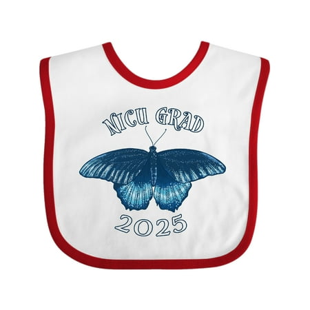 

Inktastic NICU Grad 2025 with Blue Butterfly Gift Baby Boy or Baby Girl Bib