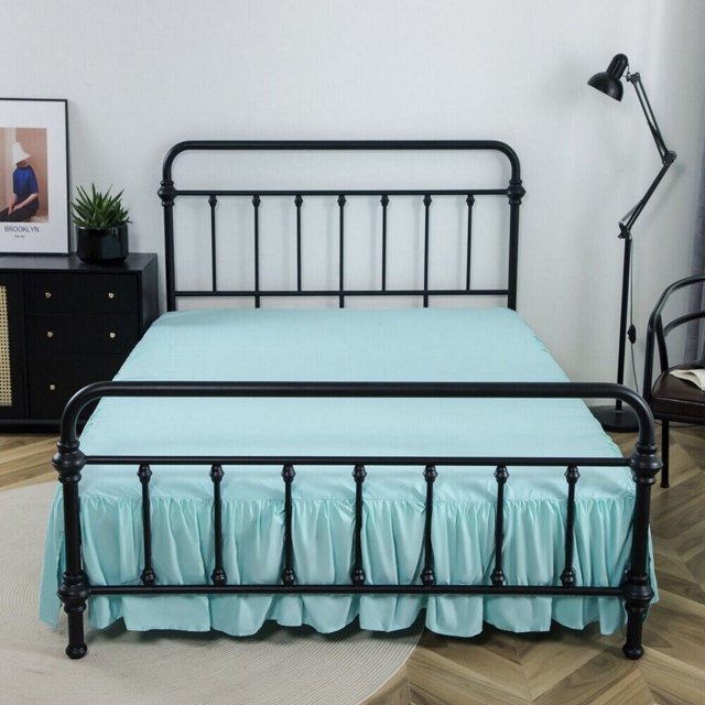 Falda de cama de lujo WSYW, súper suave, de microfibra sólida, plisada, con caída de 35 cm y volante premium