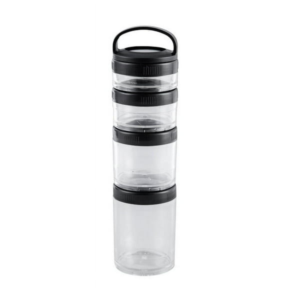 Transparent-Black Plastic Stackable Food Storage Jar (4 Count)
