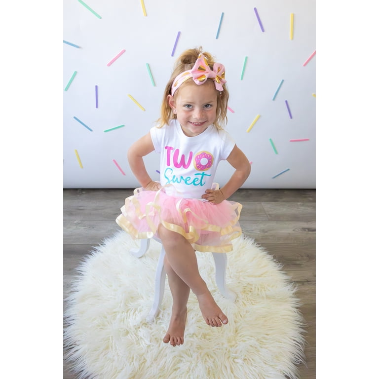 two sweet birthday dress Second Girl Outfit 2nd Bday Girl Tutu Donut Pink Gold Satin Cotton Bodysuit Tulle Headband Cake Smash Outfit Special Occasion Color:Plus Size - Black A Line by Anne New in Dresses This is a beautiful