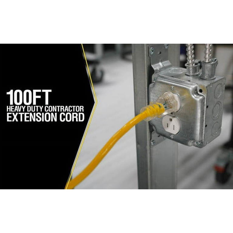 Yellow Jacket 2888 Contractor Extension Cord with Lighted Ends, 100 Foot