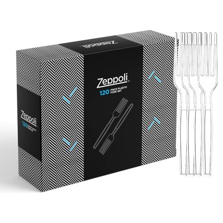 Zeppoli 120-Piece Clear Plastic Fork Set – Plastic Cutlery Utensil Set Disposable