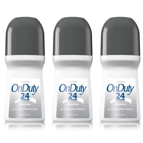Avon On Duty Original 24 Hour Deodorant 2.6 oz Roll-On Antiperspirant - Pack of 3