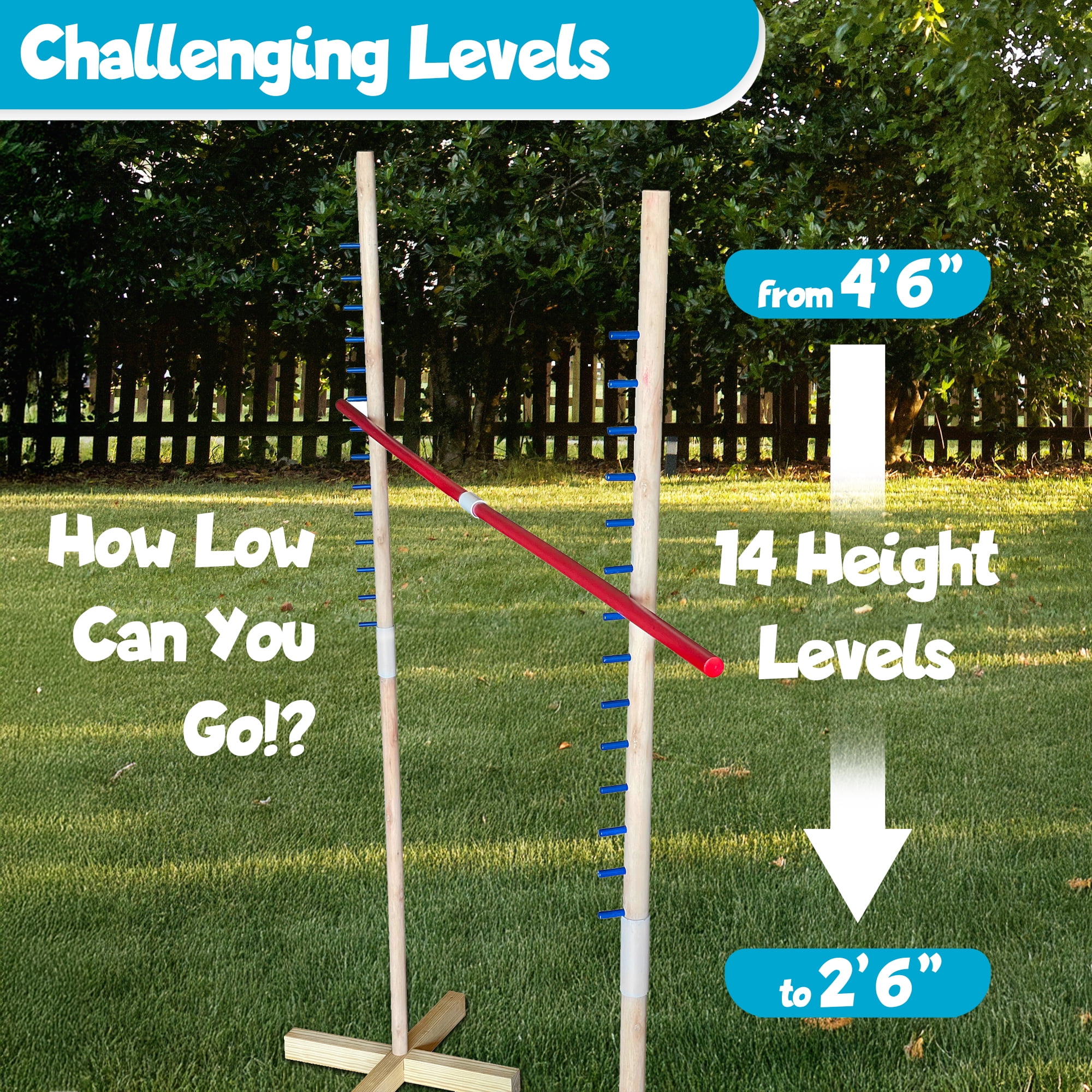 Sterling Games Wooden Limbo Pole Game for Adults and Kids, Simple Setup for Outdoor Luau Party