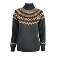 thumbnail image 2 of Frontwalk Ladies Sweater Winter Warm Jumper Tops Turtleneck Knitted Sweaters Women Knitwear Pullover Long Sleeve Grey L, 2 of 3