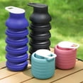 thumbnail image 2 of Botella de Agua Plegable de Silicona 600ml, Portátil para Viaje, Deporte y Senderismo, con Mosquetón, 151g, Libre de BPA, 2 of 7