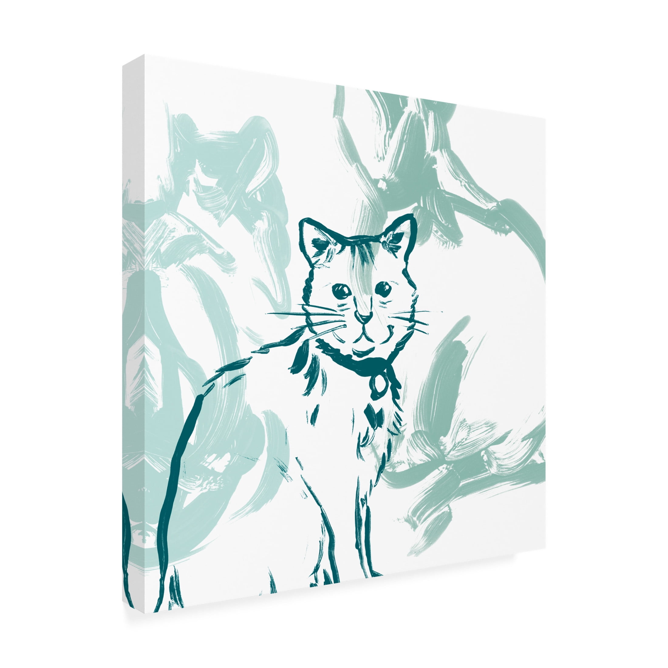 Canvas Wall Art - June Erica Vess 'Paint Box Cats II' Wall Art for Living Room, Bedroom, or Office Décor by Trademark Fine Art - 18 x 18 Inches