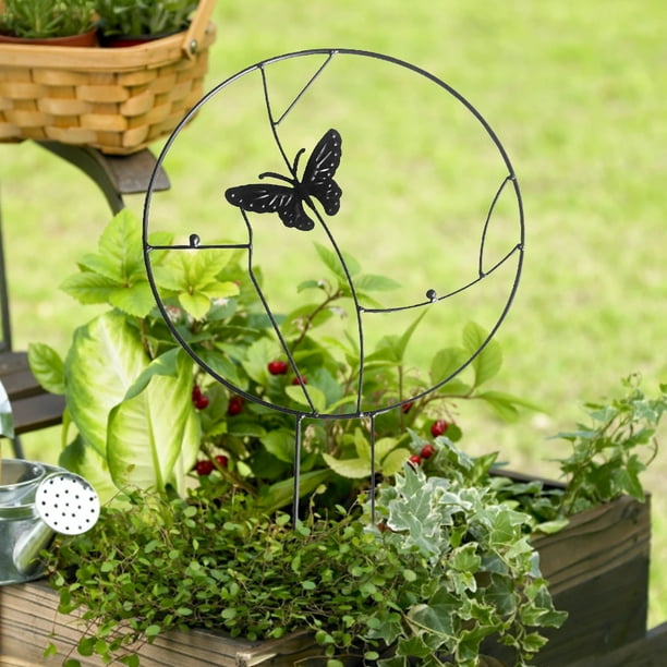 Neinkie Treillis de jardin en fer pour plantes grimpantes - Fil de support  en métal antirouille avec revêtement noir pour plantes en pot décoratives pour  plantes grimpantes de jardin 