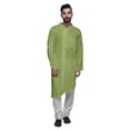 thumbnail image 1 of Atasi Kurta Solide Pyjama pour Hommes Style Asymétrique Vêtements d'Été Décontractés, 1 of 5