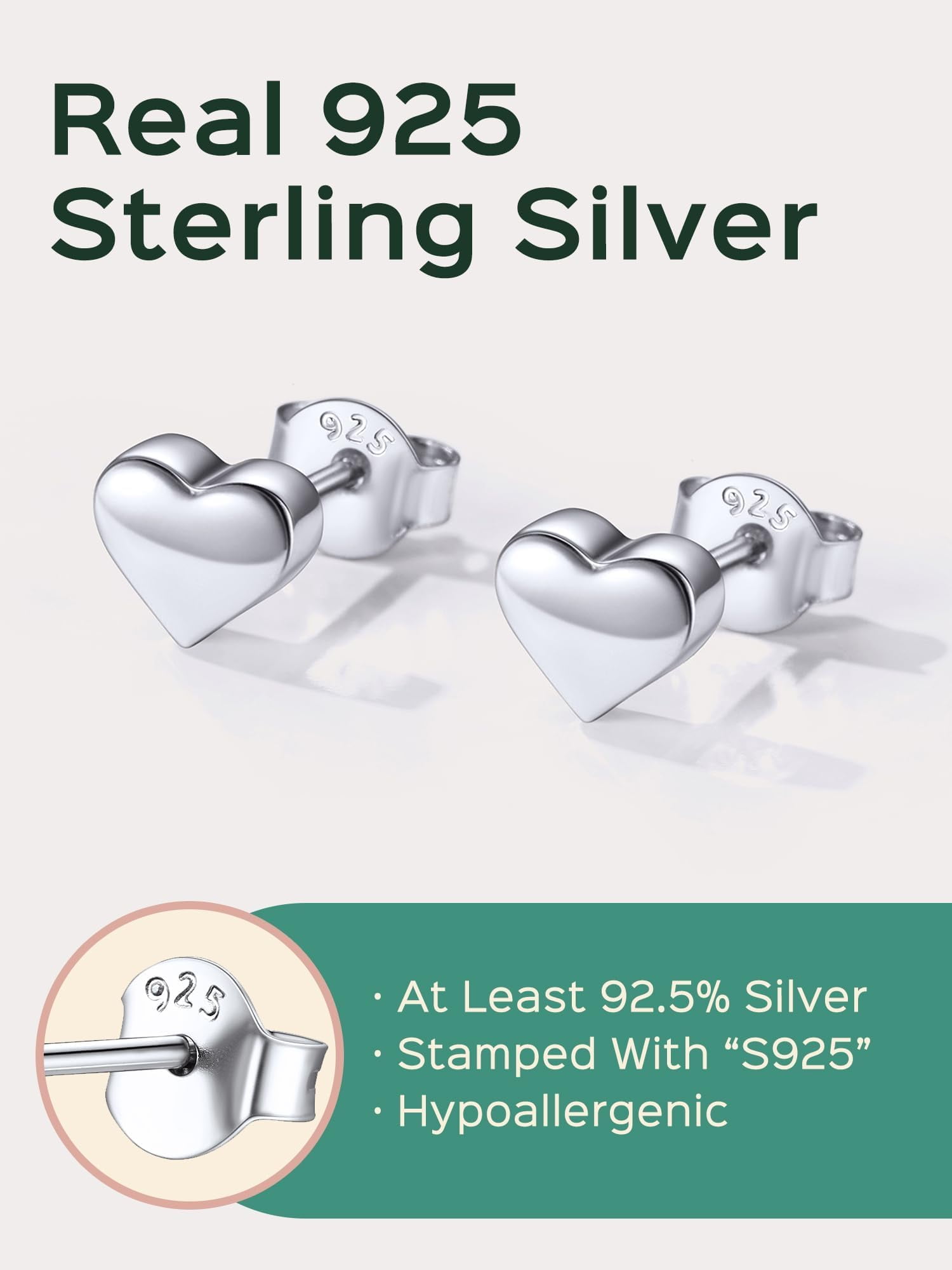 ChicSilver Valentine Day Gifts for Her Sterling Silver Heart Earrings Hypoallergenic Cute Tiny Stud Jewelry Birthday Gifts for Women Mom Girlfriend Wife