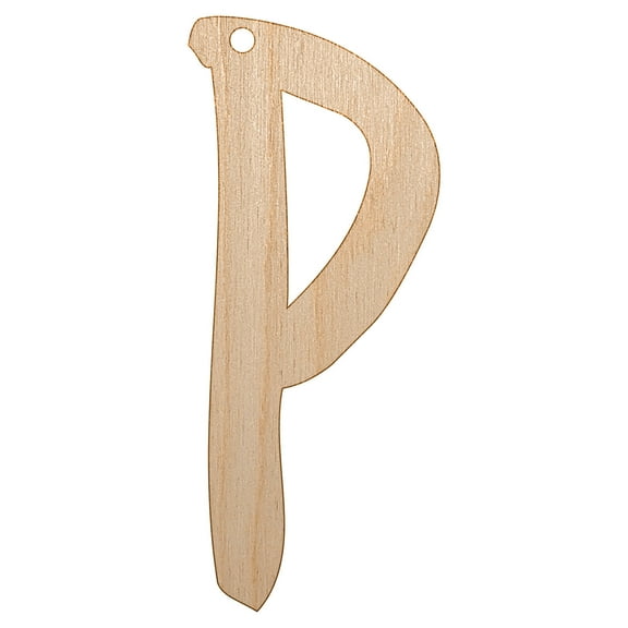 Letter P Uppercase Felt Marker Font Wood Holiday Christmas Tree Ornament Unfinished DIY Pre-Drilled Craft