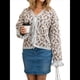thumbnail image 2 of Suéter de Leopardo Peludo para Mujer, Cárdigan de Larga con Cordones, Tejido A Crochet, Larga Gris XL, 2 of 10