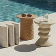 thumbnail image 2 of Pemberly Row Faux Travertine Indoor/Outdoor Concrete Side Table, 2 of 12