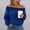 Blue women off shoulder sweater a1, variant on Women Off Shoulder Long Sleeve Sweater Casual Loose Fit Comfy Basic Tops For Party Daily Wear Fall Winter, Gray M