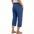 thumbnail image 4 of Miluxas Women's Lightweight Business Casual Capri Pants Elastic Waistband Tapered Loose Fit Capris with Pockets for Summer Daily Wear Loungewear Blue, 4 of 5