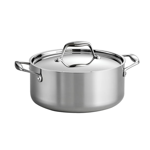 Tramontina Signature 5-Quart Tri-Ply Clad Stainless Steel Dutch Oven with Lid, Induction Ready, Oven-Safe, Dishwasher Safe