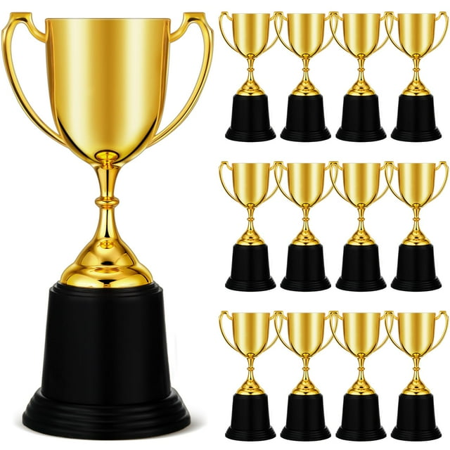 Trophy Award Ecation - Vaso de plástico dorado (22 cm, 3 unidades)