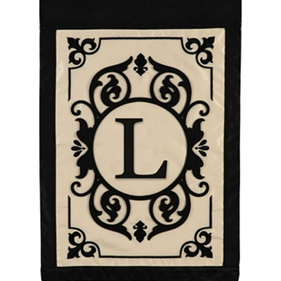 Evergreen Flag Cambridge Chic Letter L Monogram Applique Garden Flag - 12.5" Wide x 18" High