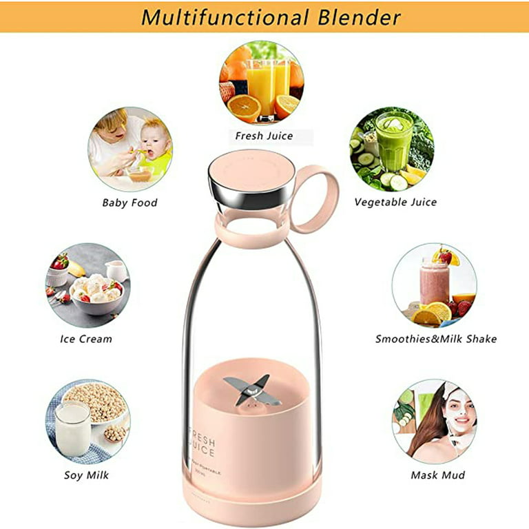 Personal Size Blender Rechargeable and 4 Blades, Fruit Vegetable Juicer  Mini Mix Jet Cup Portable Blender for Travel Kitchen Sports