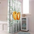 thumbnail image 4 of Fall Shower Curtain Orange Pumpkin Shower Curtains for Bathroom Eucalyptus Leaves White Wood Grain Bath Curtains Sets with Hooks for Autumn Thanksgiving Seasonal Decor Waterproof Small Stall 36" X 72", 4 of 6