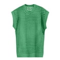 thumbnail image 4 of Quinlirra Womens Summer Tops under $10 Casual Cover Ups for Women Round Neck Solid Color Hollow Out Sunscreen Knitted Sweater Cover Up Sleeveless Tops, 4 of 7