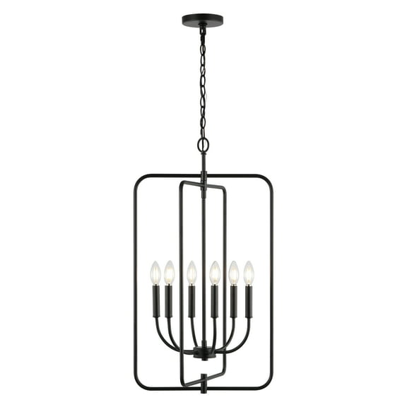 SAFAVIEH Alto 6-Light LED Black Iron Pendant Light with Shade