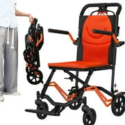 Garvee Portable Lightweight Folding Transport Chair with Locking Handbrake,360 Front Wheels,16.1" Seat Width,Supports 220 lbs