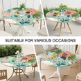 thumbnail image 7 of 44Inch Elastic Round Tablecover with Vintage Boho Floral, Fitted Stretch Cloth for 38"-42" Tables, Wrinkle Resistant, 7 of 7