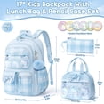 thumbnail image 2 of 3PCS Kawaii Bunny Backpack with Lunch Box Pencil Case, Checkered Bow Waterproof Backpack School Bookbag Set, 2 of 9
