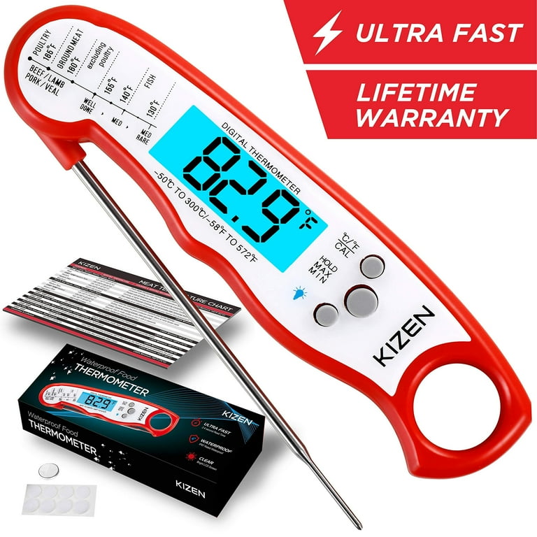 Kizen Meat Instant Read Thermometer Waterproof Alarm Thermometer