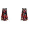 thumbnail image 4 of Faldas con cintura elástica de fibra para mujer Minnieouse largas plisadas estampado de verano rojo Talla única 2Conjunto, 4 of 6