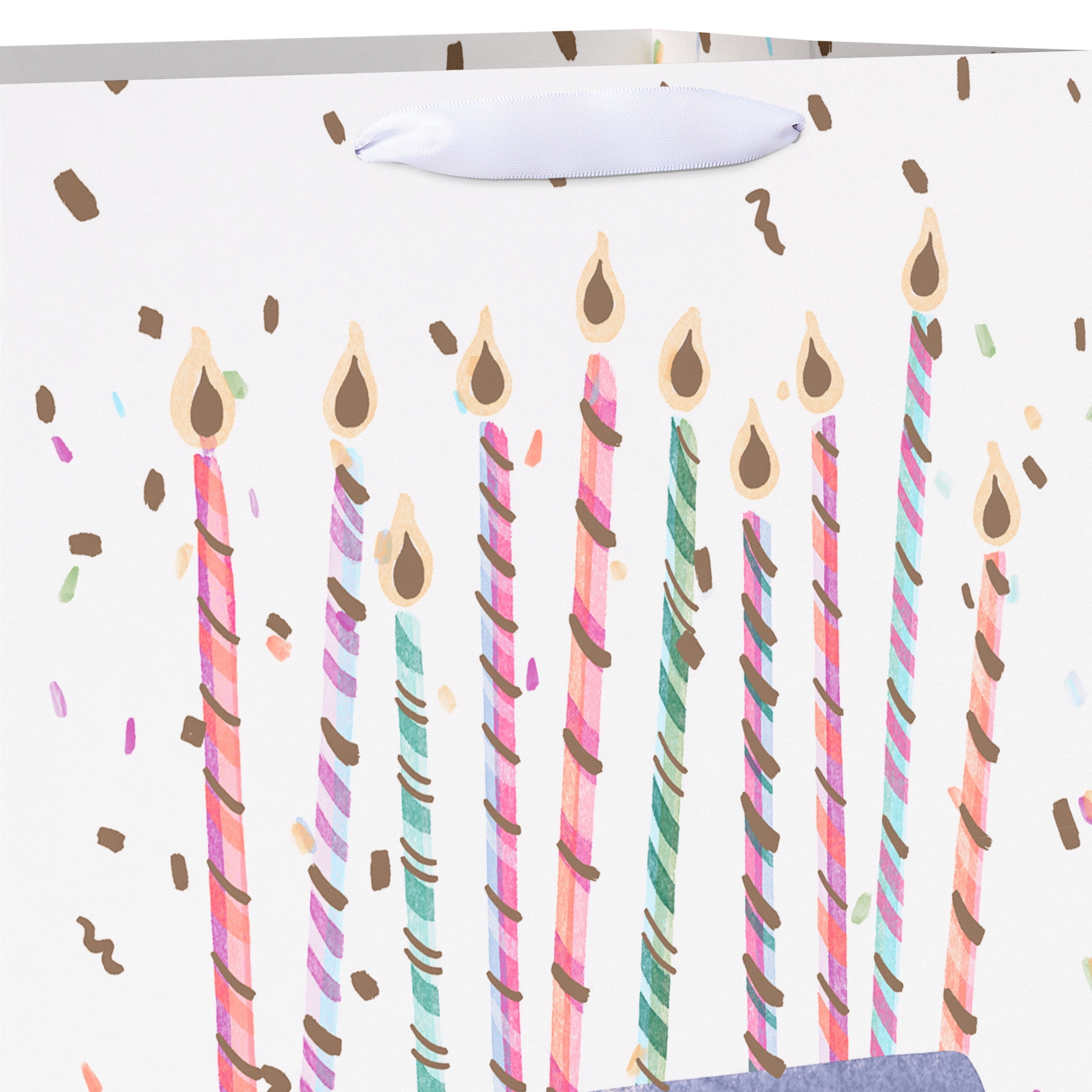 American Greetings 20" Jumbo White Birthday Gift Bag for Her, Cake and Candles (1-Count)