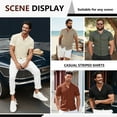thumbnail image 2 of Iceglad Mens Casual Button Down Shirts Short Sleeve Striped Shirts Textured Summer Beach Shirt Brick Red L, 2 of 9