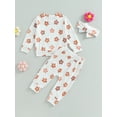 thumbnail image 4 of Bagilaanoe Toddler Baby Girl Long Pants Set Floral Print Long Sleeve Sweatshirt Pullover Tops + Sweatpants + Headband 6M 12M 18M 24M 3T Kids Casual Sweatsuits, 4 of 7