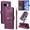 Purple, variant on Flip Case for Google Pixel 9a Shockproof Functional Wallet Wrist Strap Magnetic Closure Rfid Blocking