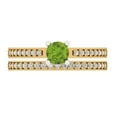 thumbnail image 2 of 0.85 ct Brilliant Round Cut Natural Peridot 18K Yellow/White Gold Solitaire with Accents Engagement Bridal Wedding Ring Band Set size 6.25, 2 of 7