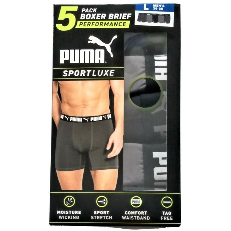 blik Marine angst Puma Men's Sportluxe Performance Boxer Brief, 5-pack (Large, Blue, Gray and  Black) - Walmart.com