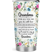 Gifts for Grandma - Grandma Gifts from Grandchildren - Grandma Christmas Gifts, Grandma Birthday Gifts - 20oz Floral Grandma Stainless Steel Tumbler