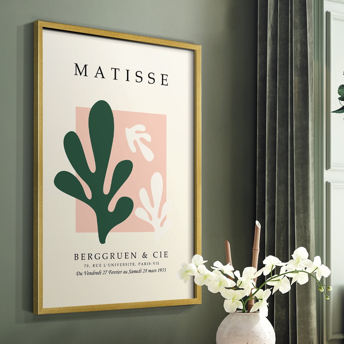 Matisse CDLXXVIII in Gold Solid Wood Framed Print No Nail Hanging