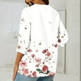 thumbnail image 3 of Giftesty Blouses for Women Dressy Casual Women's Casual Round Neck Button Cotton Linen Printed Three Quarter Sleeve Top, 3 of 5