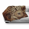 thumbnail image 3 of Vintage Soft Flannel Fleece Throw Blanket, Mechanical Clocks Details Old Rusty Look Backdrop Gears Steampunk Design, Cozy Plush for Indoor and Outdoor Use, 50" x 60", Dark Orange Beige, by Ambesonne, 3 of 6