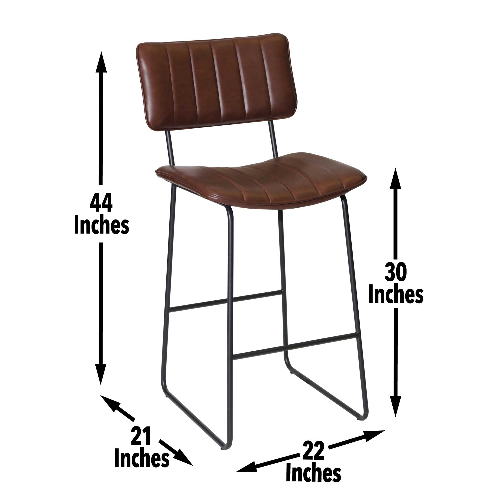 Steve Silver Tribeca Metal and Brown Faux Leather Commercial Grade Bar Stool