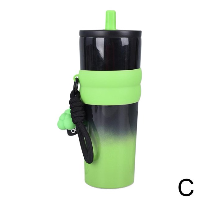 Termo Aurora Cup 316 de acero inoxidable con pajita, degradado, con cuerda, para coche