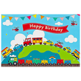 thumbnail image 3 of Colorful Vehicle Themed Backdrop Banner for Kids Happy Birthday Party Decoration Photography Props Background Party Supplies Decors, 3 of 8