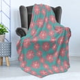 thumbnail image 4 of Outdoor Soft Flannel Fleece Throw Blanket, Germinating Plants Wildflowers Twigs Sprouts Buds Lively Rustic Patio Print, Cozy Plush for Indoor and Outdoor Use, 50" x 70", Teal Pink White, by Ambesonne, 4 of 5
